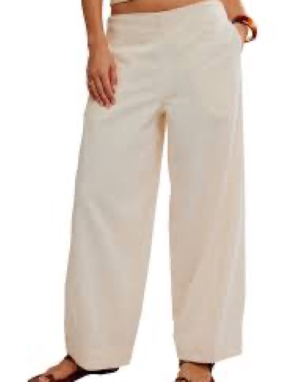 New York & Company Cream Straight-Leg Pull-On Pants